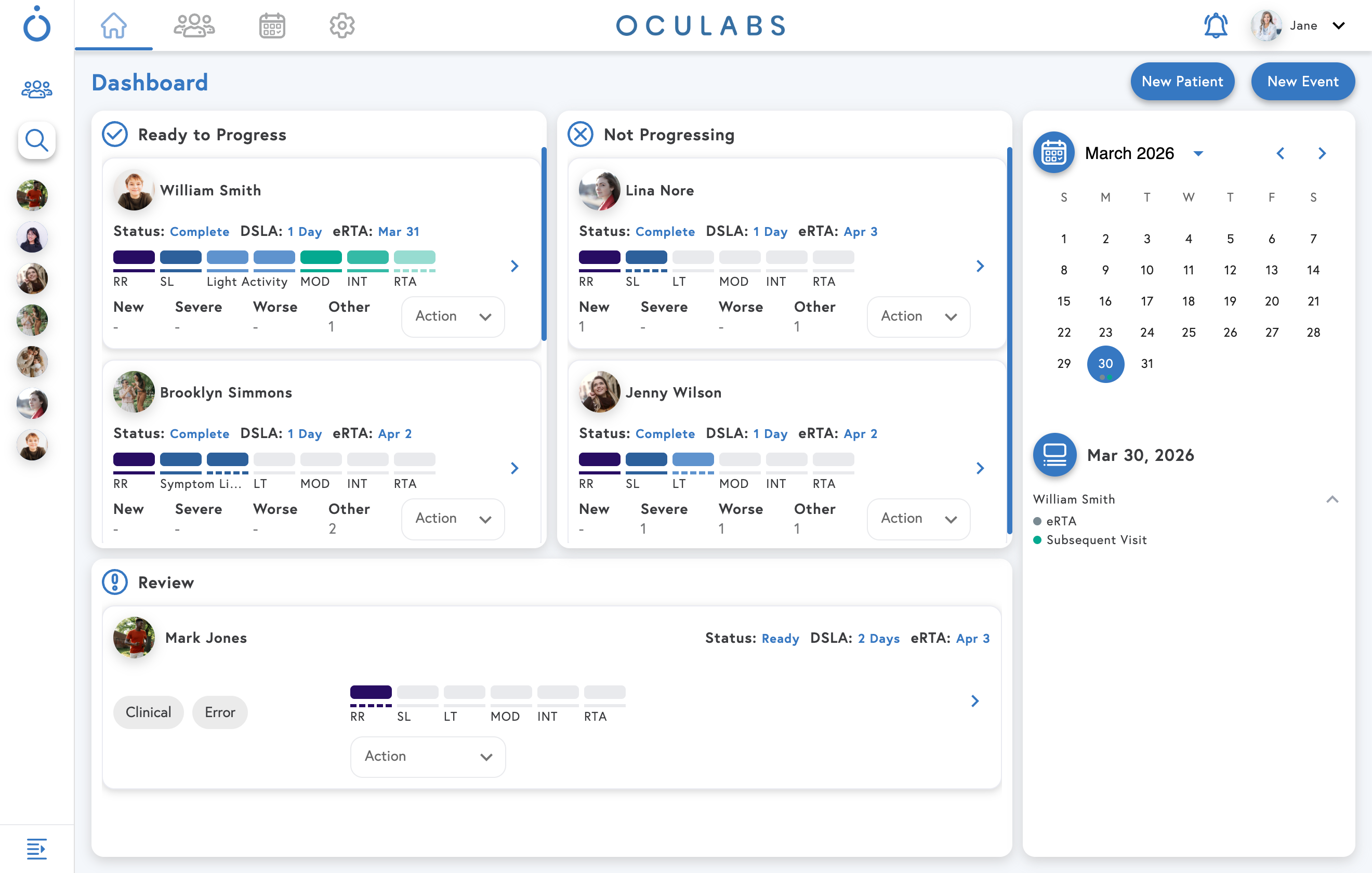 Oculabs provider dashboard
